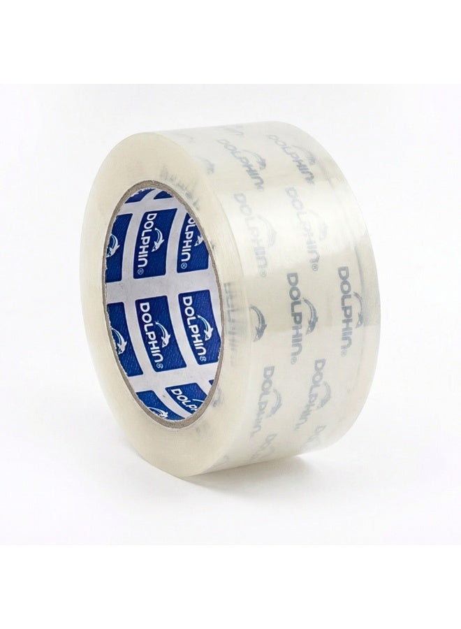 دولفين شريط تغليف دولفين شفاف فائق الجودة 48 مم × 100 ياردة – لاصق قوي للتعبئة والتغليف والإغلاق والشحن - Image 1